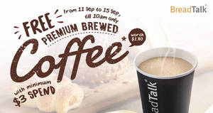 Featured image for BreadTalk: Free premium coffee (worth $1.80) till 10am daily at selected outlets with min spend $3! Till 15 Sep 2017