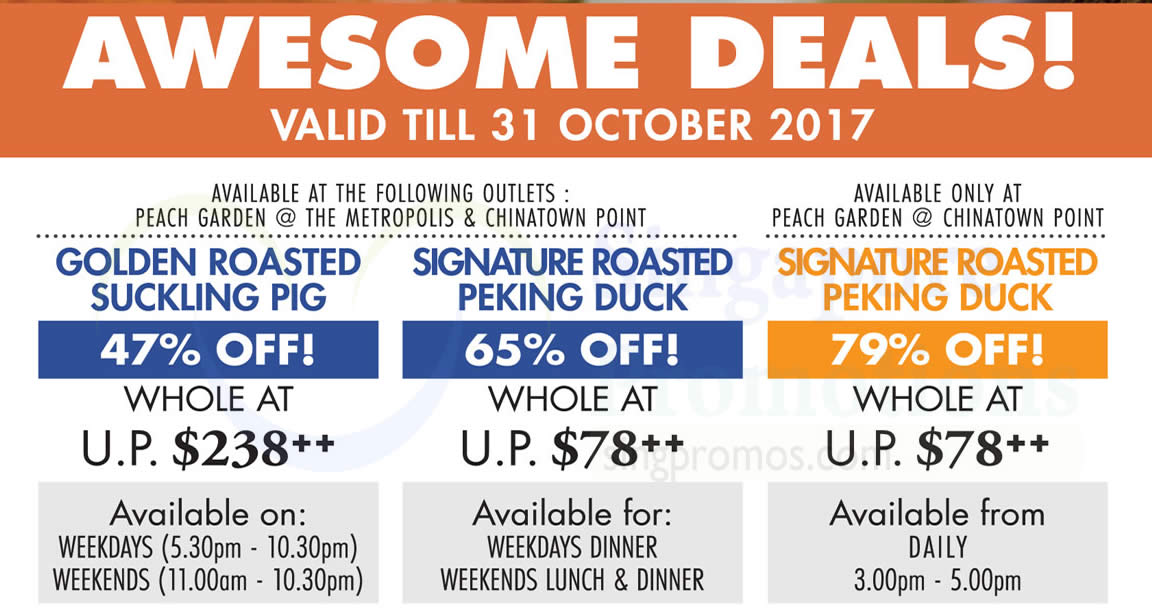 Featured image for Peach Garden: 47% to 79% off selected items at Metropolis & Chinatown Point! From 20 Sep - 31 Dec 2017