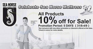 Featured image for Sea Horse: 10% off ALL products for 5-days only from 31 Aug – 4 Sep 2017