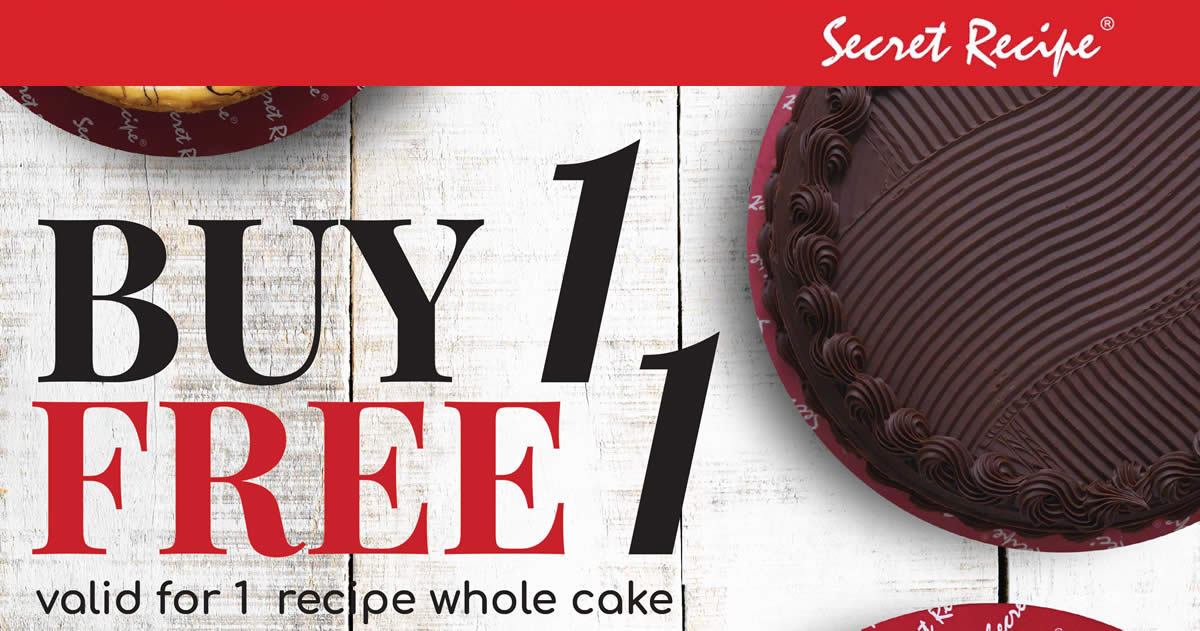 Featured image for Secret Recipe: 1-for-1 selected recipe whole cakes at selected outlets! From 11 - 16 Sep 2017