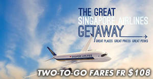 Featured image for The Great Singapore Airlines Getaway: Two-to-go fares to over 60 destinations fr $108! Till 24 Sep 2017