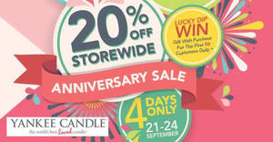 Featured image for (EXPIRED) Yankee Candle: 20% OFF storewide anniversary sale from 21 – 24 Sep 2017