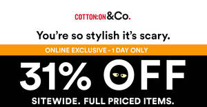 Featured image for Cotton On: 31% OFF ALL brands (inc Rubi, Typo, etc) online sale! Only on 31 Oct 2017