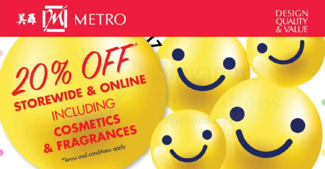 Featured image for Metro: 20% OFF storewide inc. cosmetics & fragrances for ALL customers! From 7 - 10 Dec 2017