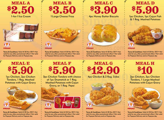 Popeyes: NEW coupon deals valid at all outlets! From 11 Oct – 20 Nov 2017