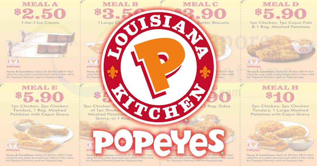 Featured image for Popeyes: NEW coupon deals valid at all outlets! From 11 Oct - 20 Nov 2017