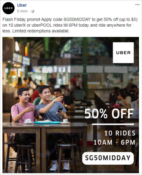 Uber 50 OFF uberX and uberPOOL rides one day promo code Valid