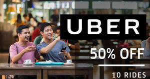 Featured image for (EXPIRED) Uber: 50% OFF ten rides promo code valid from 10am – 6pm daily till Friday, 5 Jan 2018!