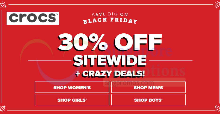 Crocs: 30% OFF sitewide Black Friday promo at online store! Valid from ...