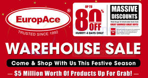 Featured image for (EXPIRED) Europace up to 80% OFF warehouse sale – over $5 million worth of products! From 30 Nov – 3 Dec 2017
