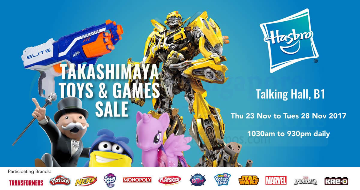 Featured image for Hasbro up to 80% off toys and games sale at Takashimaya! From 23 - 28 Nov 2017