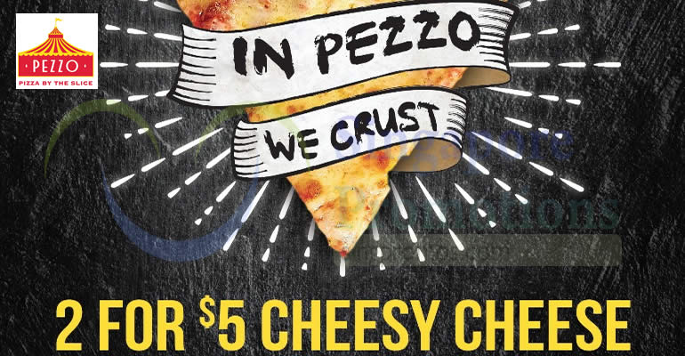 Featured image for Pezzo Pizza: $5 for two slices of Cheesy Cheese pizzas on 5 Dec 2017, 5pm - 7pm!