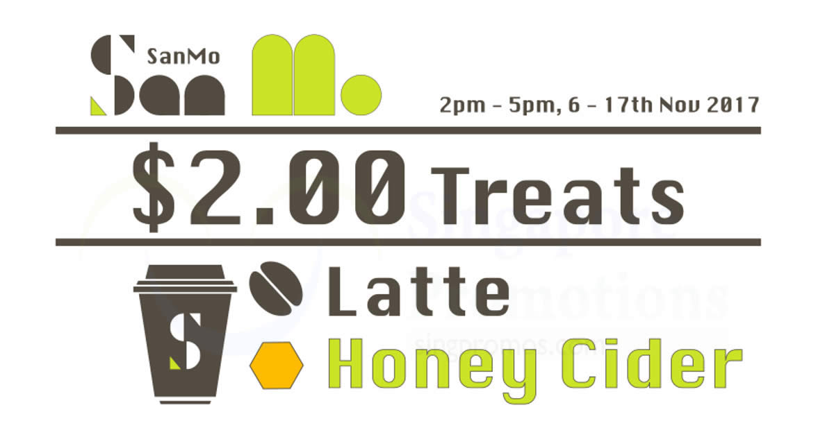 Featured image for SanMo at Clifford Centre to offer $2 Latte (U.P. $5) and Honey Cider from 6 - 17 Nov 2017, 2 - 5pm
