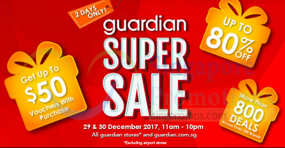 Featured image for Guardian: Up to 80% OFF Super Sale returns for two days at ALL stores from 29 - 30 Dec 2017