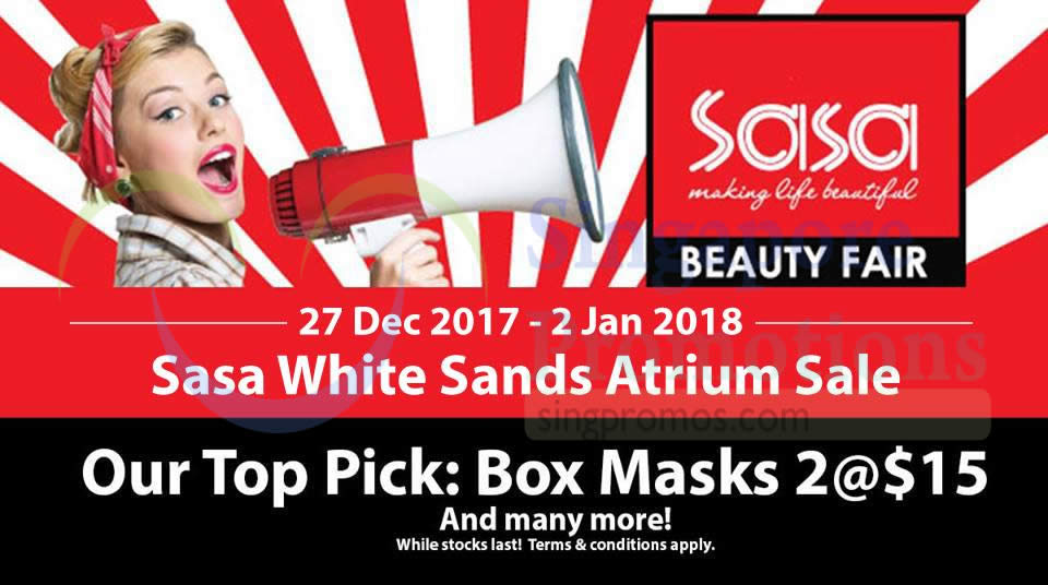Featured image for Sasa: Atrium beauty sale fair at White Sands from 27 Dec 2017 - 2 Jan 2018