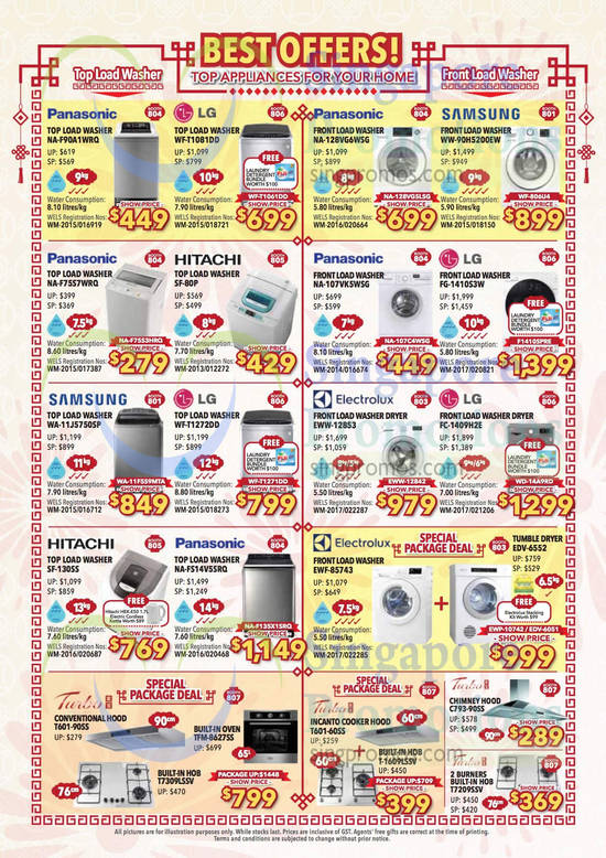 Washers, Samsung, Panasonic, LG, Hitachi, Electrolux