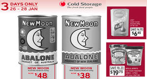 Featured image for Cold Storage: New Moon abalone, Ben & Jerry’s, LINDT Lindor Cornet & more offers! From 26 – 28 Jan 2018