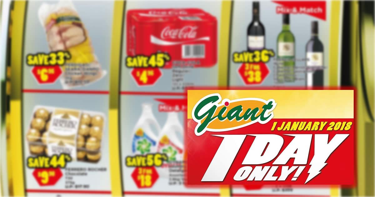 Featured image for Giant ONE-DAY deals - 45% off Coca-Cola, 44% off Ferrero Rocher & more! Valid on 1 Jan 2018