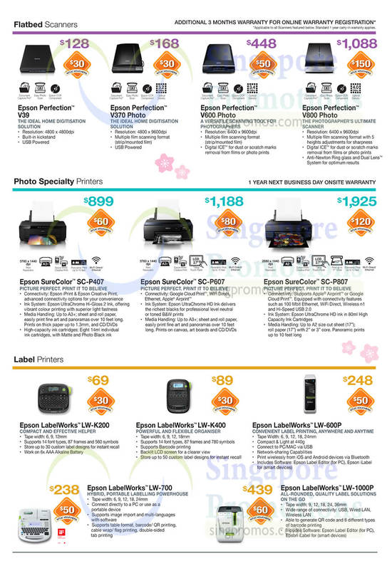 Scanners, Printers, Labellers, Perfection V39, SureColor, LabelWorks