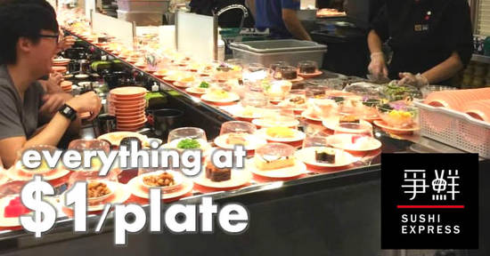 Sushi Express: Everything at $1++ per plate at Paya Lebar Quarter Mall from 4 Sept to 6 Sept 2019 - 1