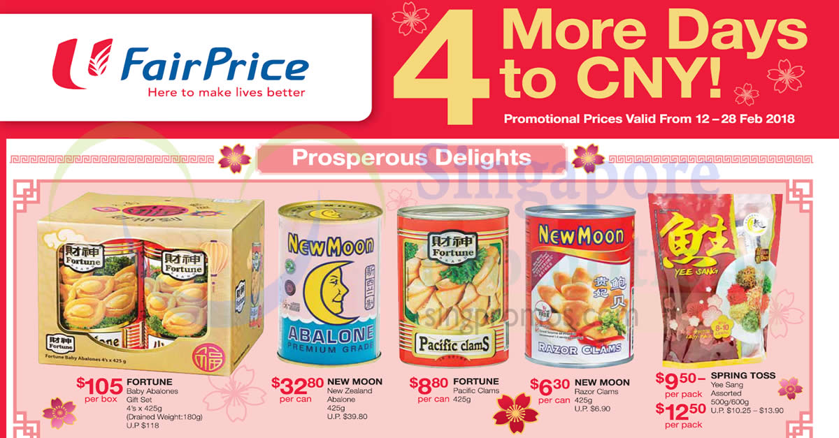 Featured image for Fairprice: New Moon NZ Abalone, Fortune Baby Abalones & other CNY offers valid from 12 - 28 Feb 2018