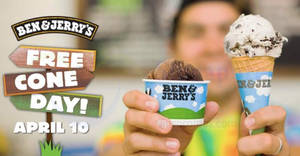 Featured image for (EXPIRED) Ben & Jerry’s Free Cone Day (FREE Ice Cream Giveaway) at Scoop Shops on 10 Apr 2018