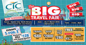 Featured image for CTC Travel Big Travel fair at Suntec! From 10 – 11 Mar 2018
