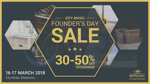 Featured image for City Music 30% to 50% storewide sale from 16 – 17 Mar 2018