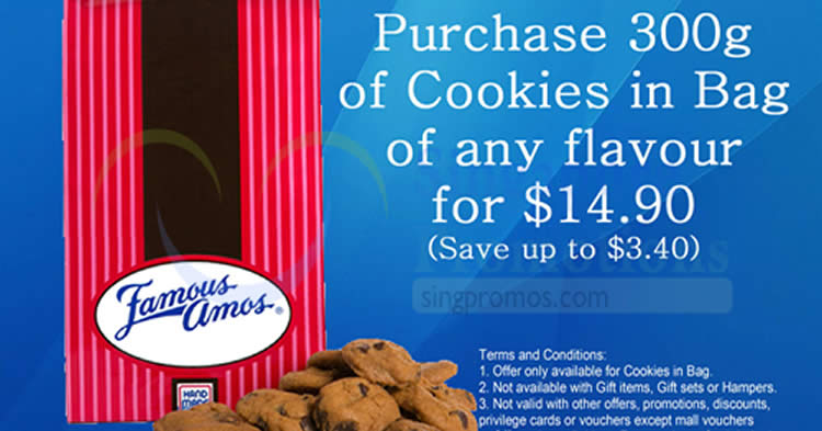 Featured image for Famous Amos: 300g cookies-in-bag for $14.90 (Save $3.40)! From 1 - 31 Mar 2018