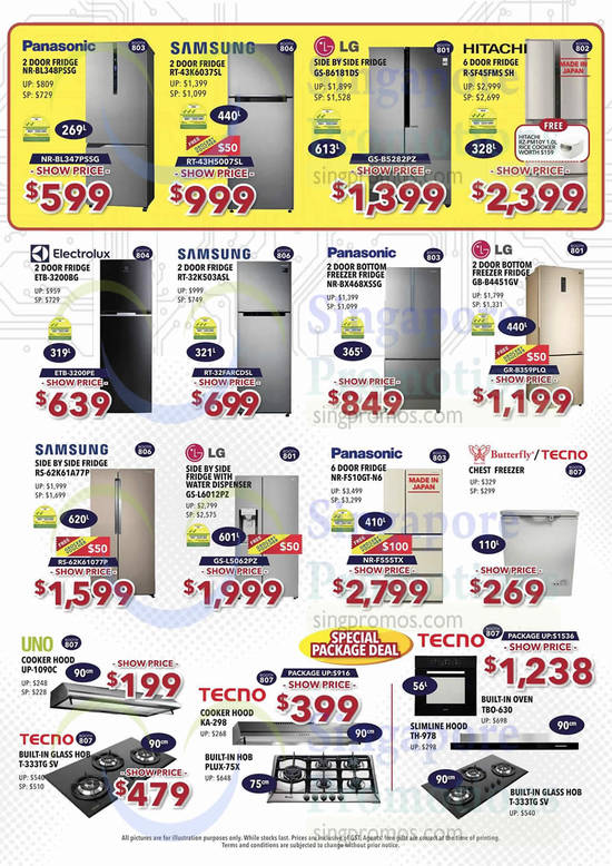 Fridges, Panasonic, Electrolux, UNO, Tecno