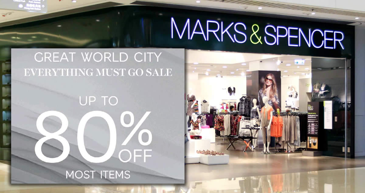 Featured image for Marks & Spencer: Everything must GO sale - Up to 80% OFF most items at Great World City! Ends 25 Mar 2018