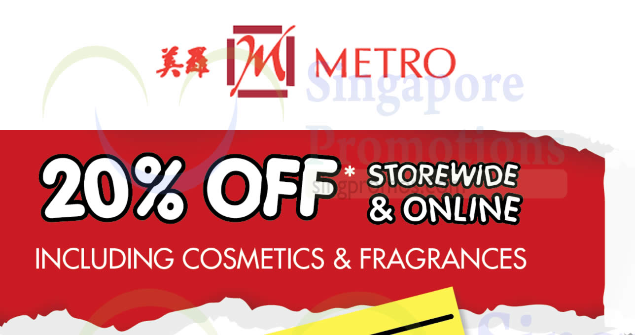 Featured image for Metro: 20% OFF storewide including cosmetics & fragrances (no membership required) from 26 - 30 Nov 2020