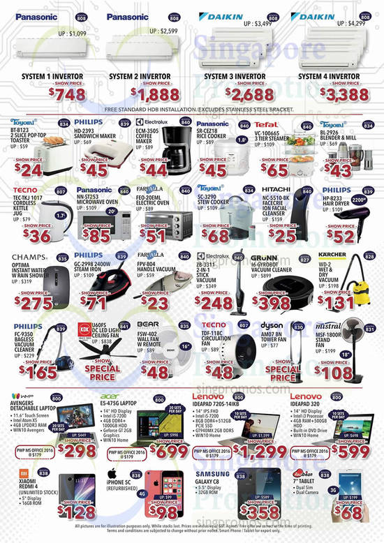 Small Appliances, Air Conditioners, Daikin, Panasonic, Philips, Tecno