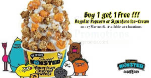 Featured image for (EXPIRED) Sweet Monster: 1-for-1 regular popcorn or signature ice cream at two outlets! From 10 – 31 Mar 2018