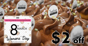 Featured image for Twelve Cupcakes: $2 off any purchase above $8 at all outlets! Valid on 8 Mar 2018