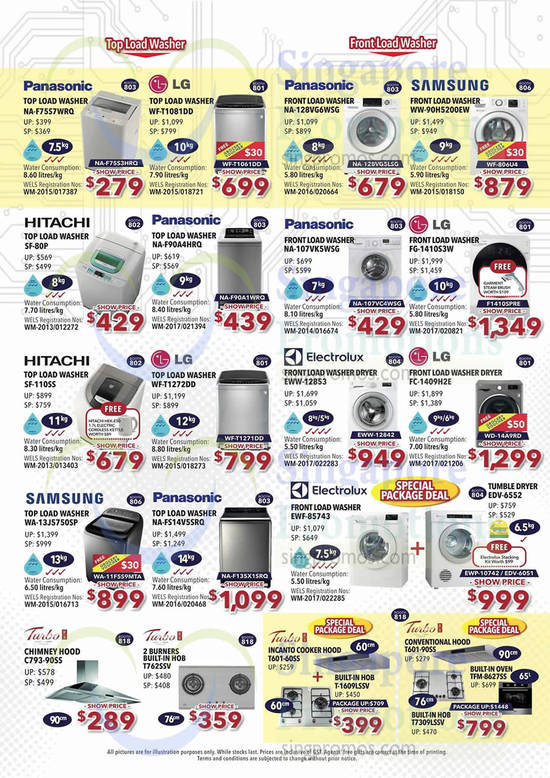 Washers, Panasonic, LG, Hitachi, Electrolux