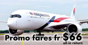 Featured image for (EXPIRED) Malaysia Airlines: Promo fares fr $66 all-in return to over 50 destinations! Ends 6 May 2018