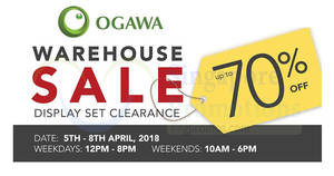 Featured image for (EXPIRED) OGAWA up to 70% off warehouse sale from 5 – 8 Apr 2018