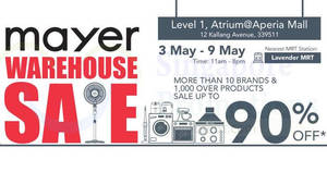 Featured image for Mayer up to 90% OFF warehouse sale from 3 – 9 May 2018