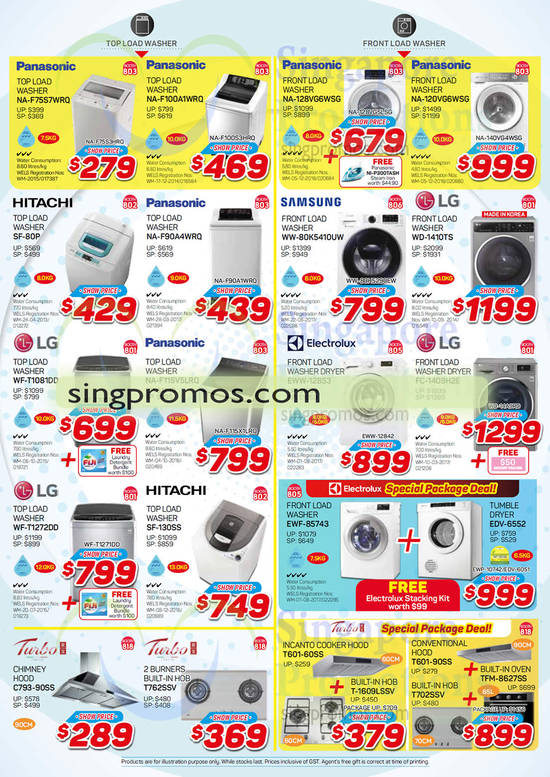 Washers, Panasonic, Hitachi, LG, Turbo