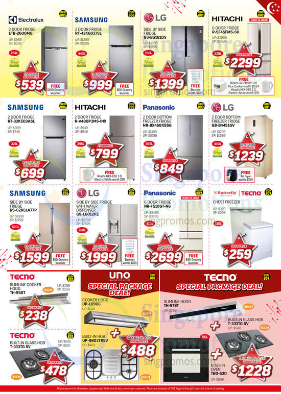 Fridges Electrolux, Samsung, Hitachi, Cooker Hood, Freezer