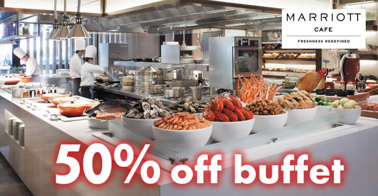 Featured image for Marriott Cafe: 50% off Dinner Buffet with DBS/POSB cards till 30 June 2020