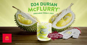 Featured image for McDonald’s to launch new D24 Durian McFlurry – made with real D24! Available from Thursday, 5 Jul 2018