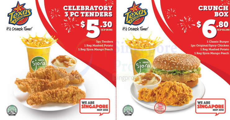 Texas Chicken: Save up to $5 with these coupons valid till 30 Sep 2018