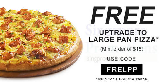 Featured image for Pizza Hut Delivery: FREE Large Pan Pizza Upsize coupon code valid from 1 Aug 2018