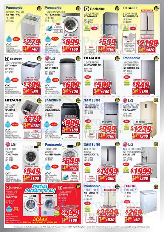 Washers, Fridges, Panasonic, Electrolux, LG