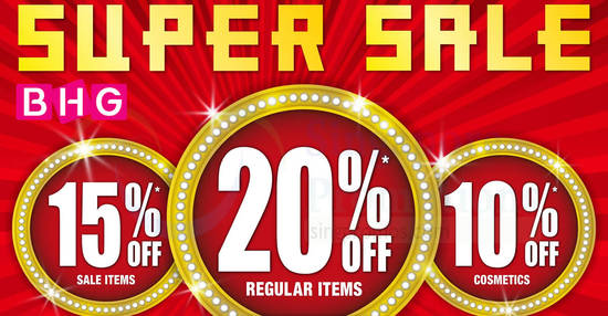 BHG Super Sale: Save 10% to 20% OFF storewide at all stores from 27 – 29 September 2019 - 1