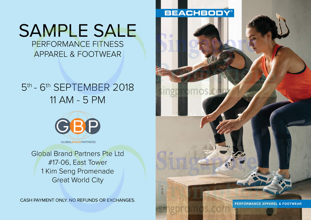 beachbody apparel & footwear sample sale from 5 – 6 sep 2018