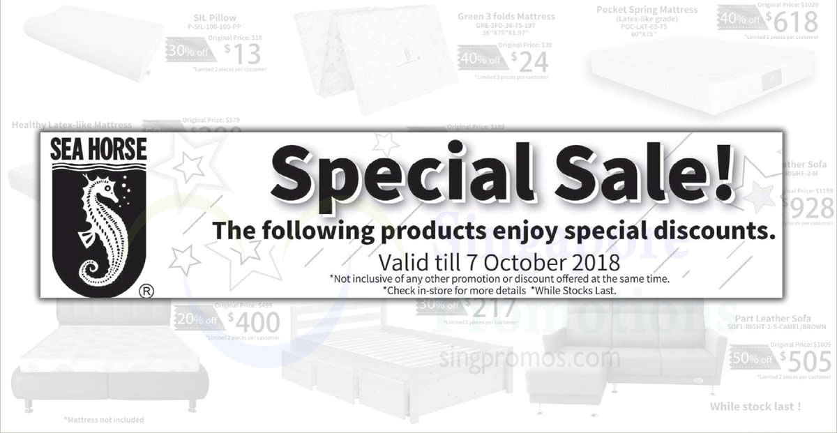 Featured image for Sea Horse: Up to 50% OFF selected furniture - mattresses, sofa & more! Ends 7 Oct 2018