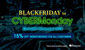 Featured image for (EXPIRED) Kinokuniya Black Friday x Cyber Monday promo: 15% off storewide at online store from 23 – 26 Nov 2018